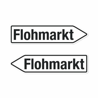 Pfeilschild "Flohmarkt" – Hochwertiges Schild für den Außenbereich 3 mm Alu-Verbund in Pfeilform