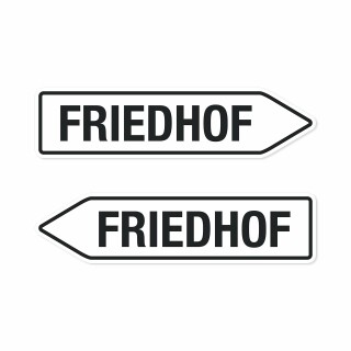 Pfeilschild "Friedhof" – Hochwertiges Schild für den Außenbereich 3 mm Alu-Verbund in Pfeilform