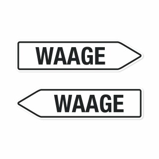 Pfeilschild "Waage" – Hochwertiges Schild für den Außenbereich 3 mm Alu-Verbund in Pfeilform