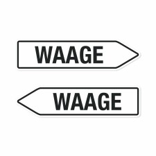 Pfeilschild "Waage" – Hochwertiges Schild für den Außenbereich 3 mm Alu-Verbund in Pfeilform