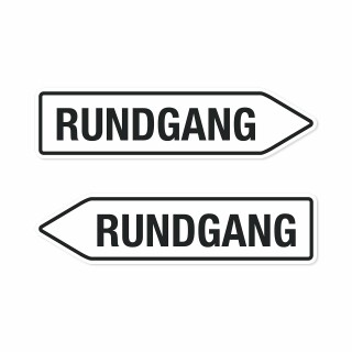 Pfeilschild "Rundgang" – Hochwertiges Schild für den Außenbereich 3 mm Alu-Verbund in Pfeilform