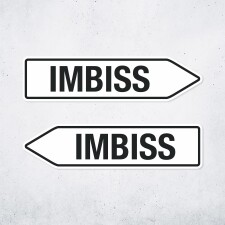 Pfeilschild "Imbiss" – Hochwertiges Schild für den Außenbereich 3 mm Alu-Verbund in Pfeilform