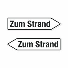 Pfeilschild "Zum Strand" – Hochwertiges Schild für den Außenbereich 3 mm Alu-Verbund in Pfeilform