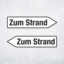 Pfeilschild "Zum Strand" – Hochwertiges Schild für den Außenbereich 3 mm Alu-Verbund in Pfeilform