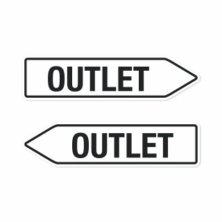 Pfeilschild "Outlet" – Hochwertiges Schild für den Außenbereich 3 mm Alu-Verbund in Pfeilform