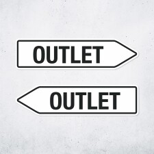 Pfeilschild "Outlet" – Hochwertiges Schild für den Außenbereich 3 mm Alu-Verbund in Pfeilform
