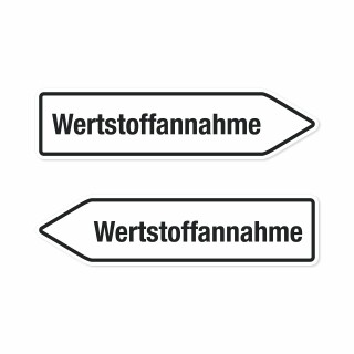 Pfeilschild "Wertstoffannahme" – Hochwertiges Schild für den Außenbereich 3 mm Alu-Verbund in Pfeilform