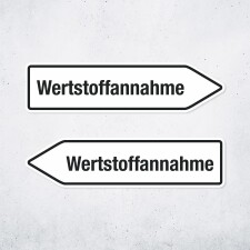 Pfeilschild "Wertstoffannahme" – Hochwertiges Schild für den Außenbereich 3 mm Alu-Verbund in Pfeilform