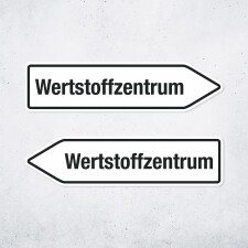 Pfeilschild "Wertstoffzentrum" – Hochwertiges Schild für den Außenbereich 3 mm Alu-Verbund in Pfeilform