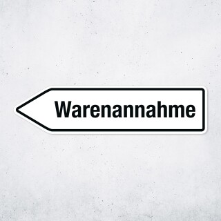 Pfeilschild "Warenannahme" – Hochwertiges Schild für den Außenbereich 3 mm Alu-Verbund in Pfeilform 60 x 15 cm links