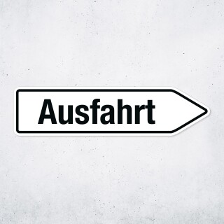 Pfeilschild "Ausfahrt" – Hochwertiges Schild für den Außenbereich 3 mm Alu-Verbund in Pfeilform 40 x 10 cm rechts
