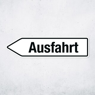 Pfeilschild "Ausfahrt" – Hochwertiges Schild für den Außenbereich 3 mm Alu-Verbund in Pfeilform 60 x 15 cm links