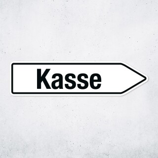 Pfeilschild "Kasse" – Hochwertiges Schild für den Außenbereich 3 mm Alu-Verbund in Pfeilform 60 x 15 cm rechts