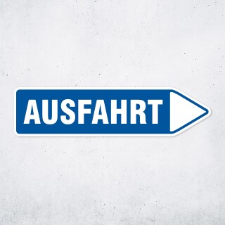 Pfeilschild "Ausfahrt" – Hochwertiges Schild für den Außenbereich 3 mm Alu-Verbund in Pfeilform 60 x 15 cm rechts