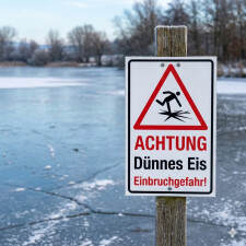 Warnschild Achtung Dünnes Eis – Einbruchgefahr | Alu-Verbund 3 mm