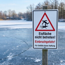 Warnschild Eisfläche nicht betreten – Einbruchgefahr | Keine Haftung | Alu-Verbund 3 mm