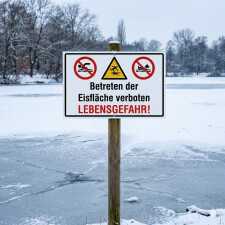 Warnschild Betreten der Eisfläche verboten – Lebensgefahr | Alu-Verbund 3 mm