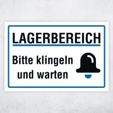 Hinweisschild Lagerbereich – Bitte klingeln und...