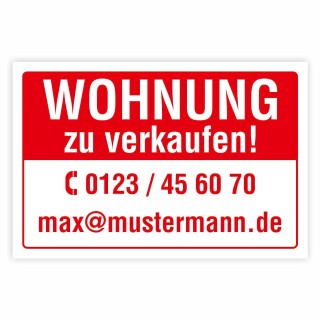 Schild Wohnung zu verkaufen | Verkaufsschild Immobilie | Alu-Verbund 3 mm