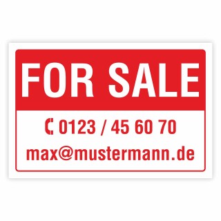 FOR SALE Schild | Immobilien Verkaufsschild Englisch | Alu-Verbund 3 mm