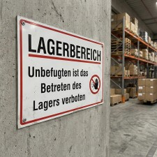 Lagerbereich Zutritt verboten | Unbefugten Betreten verboten | Alu-Verbund 3 mm