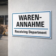 Warenannahme Schild | Receiving Department | Alu-Verbund 3 mm 450 x 300 mm (empfohlene Mindestgröße)