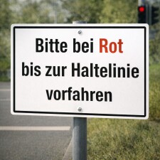 Hinweisschild Bitte bei Rot bis zur Haltelinie vorfahren | Verkehrsschild | Alu-Verbund 3 mm