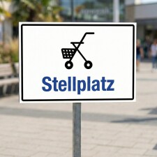 Rollator Stellplatz Schild | Abstellplatz für Rollatoren | Hinweisschild für Pflege & öffentliche Bereiche | Alu-Verbund 3 mm