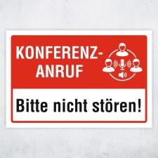 Konferenz-Anruf Schild | Bitte nicht stören | Hinweisschild Büro | 3 mm Alu-Verbund 300 x 200 mm