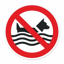Schild „Hunde schwimmen verboten“ –...