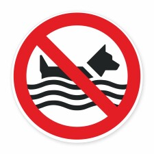 Schild „Hunde schwimmen verboten“ –...