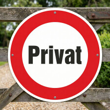 Schild „Privat“ – Alu-Verbund 3 mm rund ∅40 cm