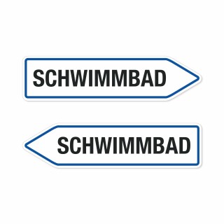 Pfeilschild „Schwimmbad“ – Wegweiser links/rechts – Alu-Verbund 3 mm, UV-Direktdruck