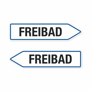 Pfeilschild „Freibad“ – Wegweiser links/rechts – Alu-Verbund 3 mm, UV-Direktdruck
