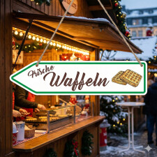 Pfeilschild „Frische Waffeln“ – Wegweiser links/rechts – Alu-Verbund 3 mm, UV-Direktdruck