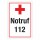 Hinweisschild „Notruf 112“ mit rotem Kreuz – Alu-Verbund 3 mm, UV-Direktdruck