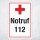 Hinweisschild „Notruf 112“ mit rotem Kreuz – Alu-Verbund 3 mm, UV-Direktdruck