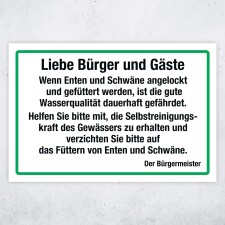 Hinweisschild „Enten & Schwäne nicht...