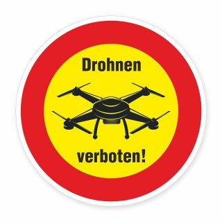 Drohnen verboten Schild rund – 3 mm Alu-Verbund – Ø 30 oder 40 cm – wetterfest