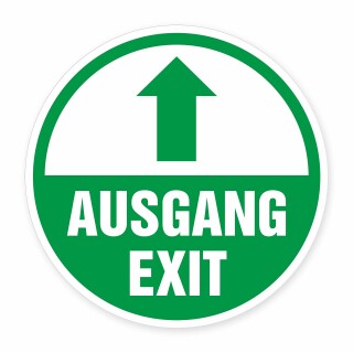Ausgang / Exit Schild rund – Fluchtweg geradeaus – 3 mm Alu-Verbund – ∅30 cm