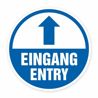 Eingang / Entry Schild rund – Pfeil geradeaus – 3 mm Alu-Verbund – ∅30 cm