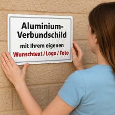 Individuelles Schild (neuer Konfigurator) – Wunschtext, Farbe, Logos & Schrift selbst gestalten, 3 mm Alu-Verbund 600 x 400 mm