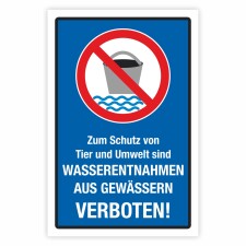 Verbotsschild Wasserentnahmen