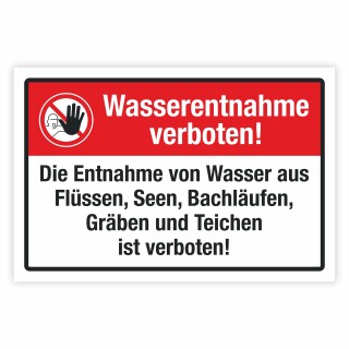 Verbotsschild Wasserentnahme