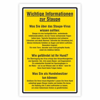 Standardschild Wichtige Informationen zur Staupe