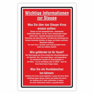 Standardschild Wichtige Informationen zur Staupe