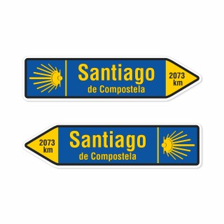 Pfeilschild Santiago de Compostela 2073 km Pfeilschild