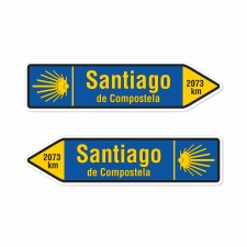 Pfeilschild Santiago de Compostela 2073 km Pfeilschild