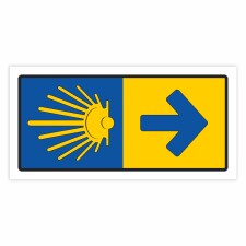 Wegweiser Pilgerzeichen Jakobsweg Wegweiser mit Sonne...