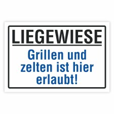 Hinweis- und Informationsschild Grillen und Zelten erlaubt
